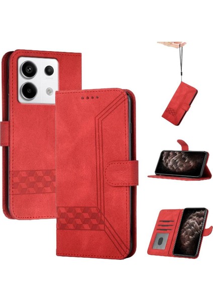 Xiaomi Redmi Note 13 Pro 4g Kart Tutucu Yuvaları Bilek Kayışı Tpu Iç Koruyucu Stand Pu Deri Folyo Kapaklı Cüzdan Telefon Kılıfı (Yurt Dışından)