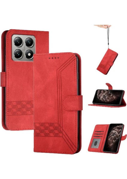 Xiaomi 15T Pro Kart Tutucu Yuvaları Bilek Kayışı Tpu Iç Koruyucu Stand Pu Deri Folyo Kapaklı Cüzdan Telefon Kılıfı (Yurt Dışından)