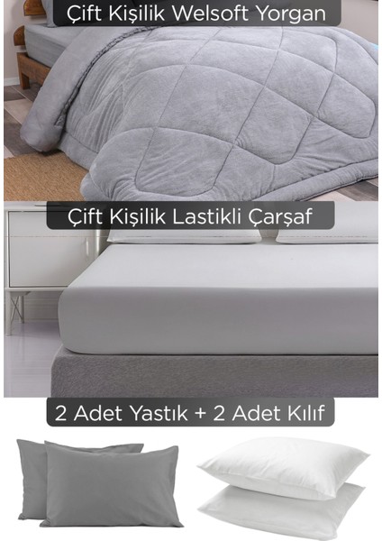 Çift Kişilik Özel Çantalı 6 Parça Wellsoft Yorgan Seti | Lastikli Çarşaf, 2 Yastık, 2 Kılıf fiyatları