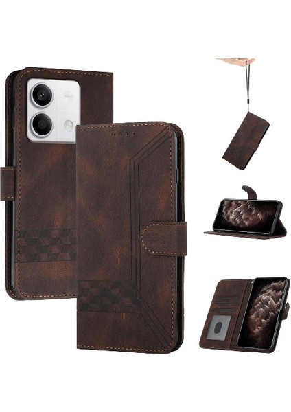 Xiaomi Redmi Note 13 4g Kart Tutucu Yuvaları Bilek Kayışı Tpu Iç Koruyucu Stand Pu Deri Folyo Kapaklı Cüzdan Telefon Kılıfı (Yurt Dışından)