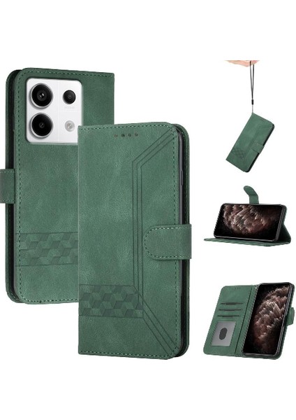 Xiaomi Redmi Note 13 Pro 4g Kart Tutucu Yuvaları Bilek Kayışı Tpu Iç Koruyucu Stand Pu Deri Folyo Kapaklı Cüzdan Telefon Kılıfı (Yurt Dışından)