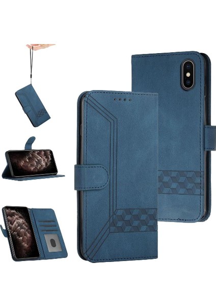 iPhone X/xs Kart Tutucu Yuvaları Bilek Kayışı Tpu Iç Koruyucu Stand Pu Deri Folyo Kapaklı Cüzdan Telefon Kılıfı (Yurt Dışından)