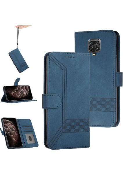 Xiaomi Redmi Note 9 Pro Kart Tutucu Yuvaları Bilek Kayışı Tpu Iç Koruyucu Stand Pu Deri Folyo Kapaklı Cüzdan Telefon Kılıfı (Yurt Dışından)