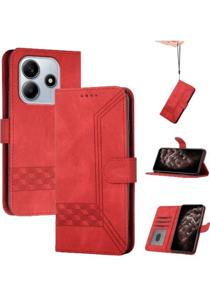 Xiaomi Redmi Note 14 4g Kart Tutucu Yuvaları Bilek Kayışı Tpu Iç Koruyucu Stand Pu Deri Folyo Kapaklı Cüzdan Telefon Kılıfı (Yurt Dışından)