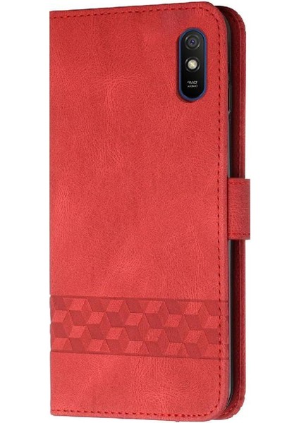 Xiaomi Redmi 9A Kart Tutucu Yuvaları Bilek Kayışı Tpu Iç Koruyucu Stand Pu Deri Folyo Kapaklı Cüzdan Telefon Kılıfı (Yurt Dışından)