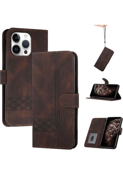 iPhone 16 Pro Kart Tutucu Yuvaları Bilek Kayışı Tpu Iç Koruyucu Stand Pu Deri Folyo Kapaklı Cüzdan Telefon Kılıfı (Yurt Dışından)