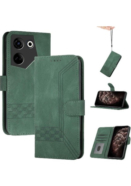 Tecno Camon 20/20 Pro 4g Kart Tutucu Yuvaları Bilek Kayışı Tpu Iç Koruyucu Stand Pu Deri Folyo Kapaklı Cüzdan Telefon Kılıfı (Yurt Dışından)