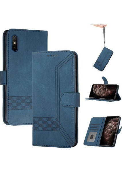 Xiaomi Redmi 9A Kart Tutucu Yuvaları Bilek Kayışı Tpu Iç Koruyucu Stand Pu Deri Folyo Kapaklı Cüzdan Telefon Kılıfı (Yurt Dışından)