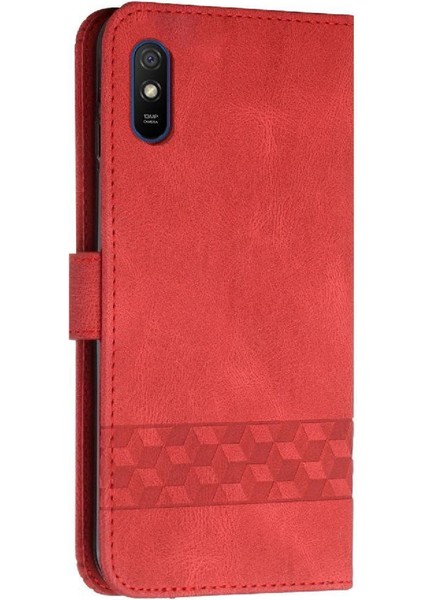 Xiaomi Redmi 9A Kart Tutucu Yuvaları Bilek Kayışı Tpu Iç Koruyucu Stand Pu Deri Folyo Kapaklı Cüzdan Telefon Kılıfı (Yurt Dışından)
