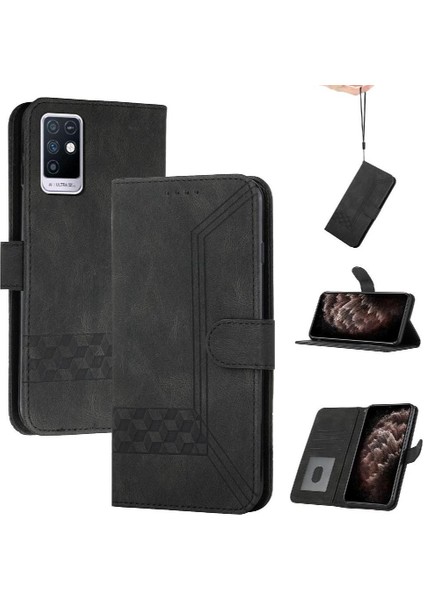 Infinix Note 10 Pro Kart Tutucu Yuvaları Bilek Kayışı Tpu Iç Koruyucu Stand Pu Deri Folyo Kapaklı Cüzdan Telefon Kılıfı (Yurt Dışından)