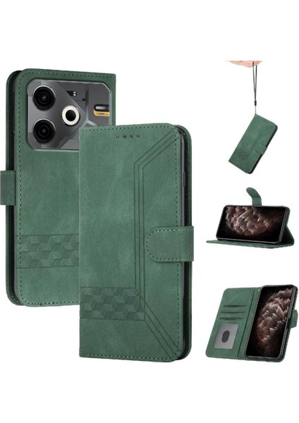 Tecno Pova 6 Neo Kart Tutucu Yuvaları Bilek Kayışı Tpu Iç Koruyucu Stand Pu Deri Folyo Kapaklı Cüzdan Telefon Kılıfı (Yurt Dışından)