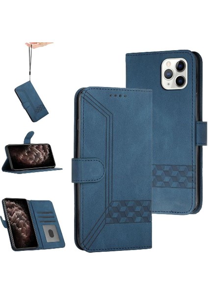 iPhone 11 Pro Max Kart Tutucu Yuvaları Bilek Kayışı Tpu Iç Koruyucu Stand Pu Deri Folyo Kapaklı Cüzdan Telefon Kılıfı (Yurt Dışından)