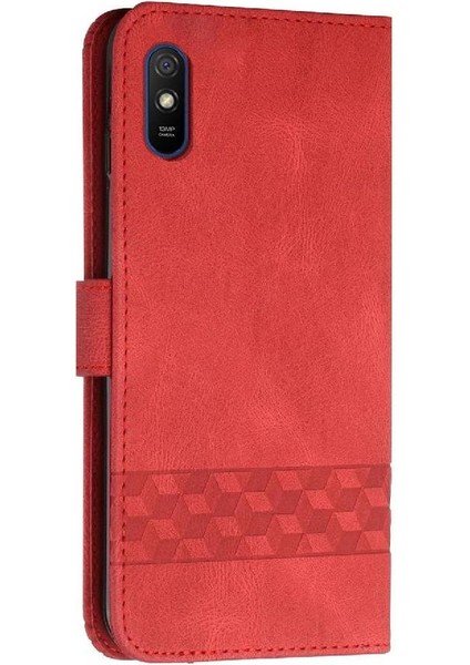 Xiaomi Redmi 9A Kart Tutucu Yuvaları Bilek Kayışı Tpu Iç Koruyucu Stand Pu Deri Folyo Kapaklı Cüzdan Telefon Kılıfı (Yurt Dışından)