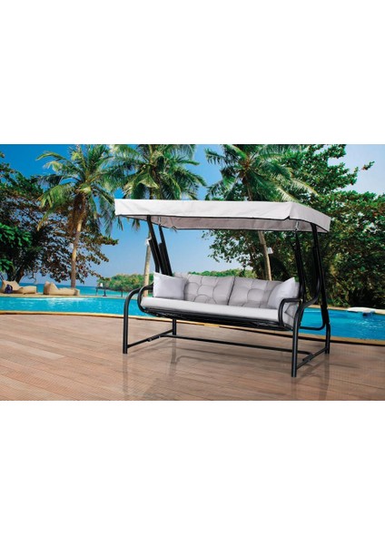 Gondol Üç Kişilik Metal Salıncak (Minder Hediyeli)