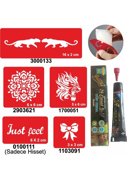 Kaplan Mandala Desenleri Hint Kınası ile Geçici Dövme Yapma Seti