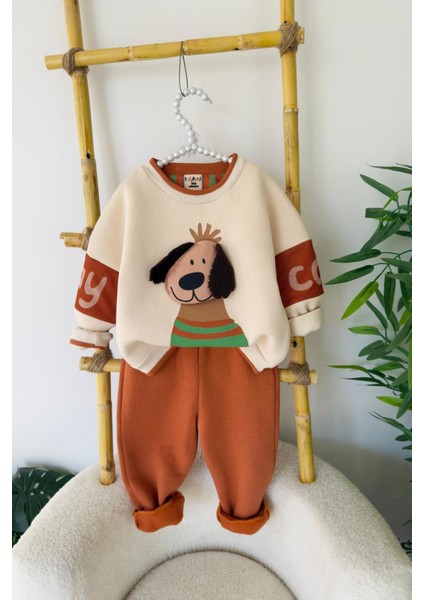 Stay Cool Köpek Desenli Erkek Bebek kışlık takım - Kiremit