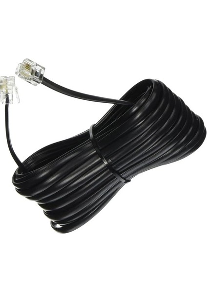15 Metre Siyah Telefon Modem Adsl Vdsl Ara Kablosu Telefon RJ11 Hat Bağlantı Kablosu
