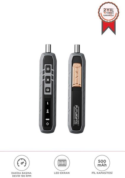 Tts-06 Gri Manyetik Elektrikli Tornavida Seti 162 Parça LED Ekranlı Alüminyum Kasa