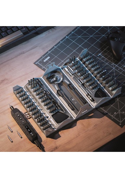 Tts-06 Gri Manyetik Elektrikli Tornavida Seti 162 Parça LED Ekranlı Alüminyum Kasa modelleri