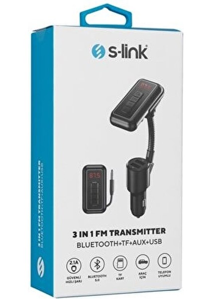 SL-BT244 Bluetooth 5.0 Fm Transmitter 2.1A Hızlı Şarj Özelliği ile Araç İçin