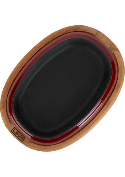 Döküm Oval Fajita Tabağı Kayın Servis Ahşabı Ölçü 26X19CM.-BORDO modelleri