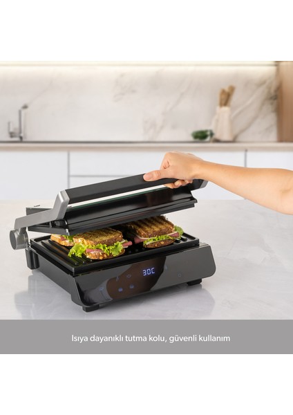 Grilliant 1343H Cam Yüzeyli 5 Hazır Programlı LED Ekranlı Konuşan Tost ve Izgara Makinesi indirimleri