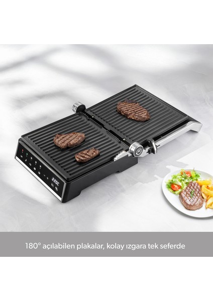 Grilliant 1341H Inox Gövdeli, Döküm Plakalı, 5 Programlı, Led Ekranlı Tost ve Izgara Makinesi modelleri