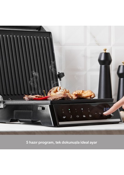 Grilliant 1341H Inox Gövdeli, Döküm Plakalı, 5 Programlı, Led Ekranlı Tost ve Izgara Makinesi fırsatları