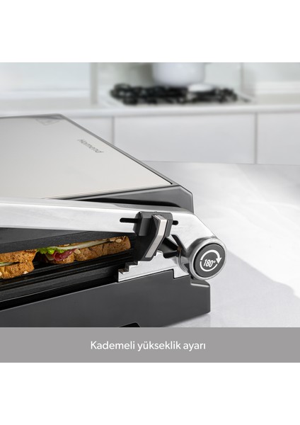 Grilliant 1341H Inox Gövdeli, Döküm Plakalı, 5 Programlı, Led Ekranlı Tost ve Izgara Makinesi indirimleri
