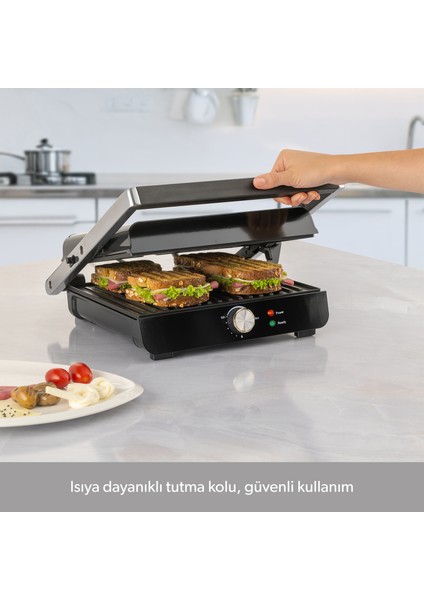Grilliant 1346H Döküm Plakalı Tost ve Izgara Makinesi Inox 2000 W