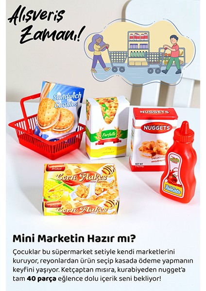 40 Parça Yazar Kasa Alışveriş Seti - Aksesuarlı Market Seti Eğitici Öğretici Oyuncak fiyatları