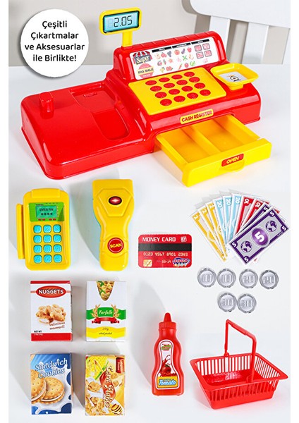 40 Parça Yazar Kasa Alışveriş Seti - Aksesuarlı Market Seti Eğitici Öğretici Oyuncak modelleri