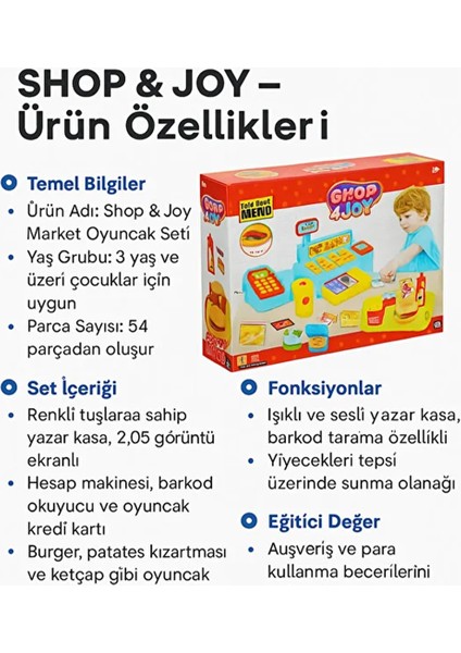 40 Parça Yazar Kasa Alışveriş Seti - Aksesuarlı Market Seti Eğitici Öğretici Oyuncak