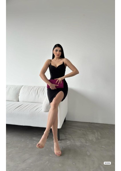 Yırtmaç Detaylı Scuba Kumaş Kadın Mini Elbise 582886 Siyah fiyatları