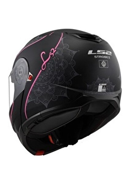 Strobe 2 Lux Motosiklet Kaskı Hipoalerjenik İç Pedler ile Konforlu Kullanım Mat Siyah - Pembe