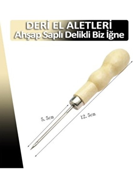 Deri El Aletleri Ahşap Saplı Delikli Biz İğne 12 cm Rahat Dikiş İçin Uygun fiyatları