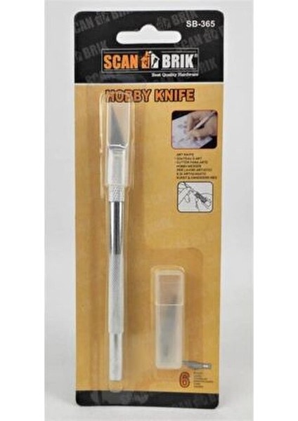 SCAN BRIK Hobby Knife Sanatsal Kesim İçin 6 Yedek Bıçaklı SB-365 Model Gümüş Renk modelleri