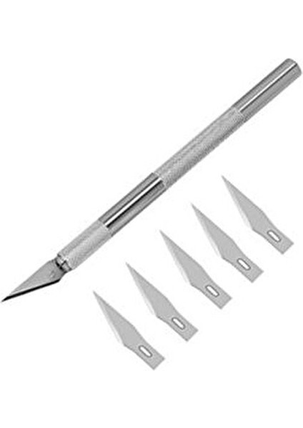 SCAN BRIK Hobby Knife Sanatsal Kesim İçin 6 Yedek Bıçaklı SB-365 Model Gümüş Renk fırsatları