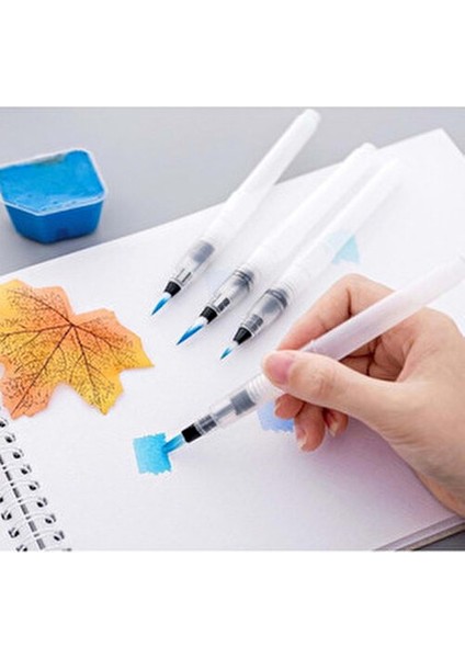 Su Hazneli Fırça Seti 3 Adet Fiber Uçlu Fırçalar ile Kolay Suluboya Uygulama