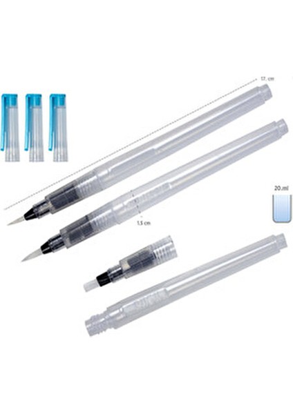 Su Hazneli Fırça Seti 3 Adet Fiber Uçlu Fırçalar ile Kolay Suluboya Uygulama