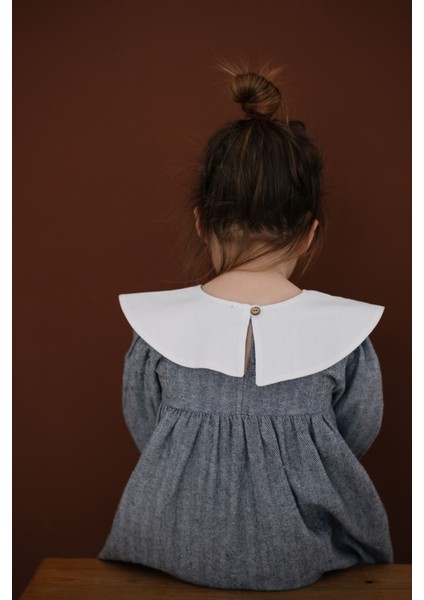 Birde Kuş Nakışlı Lacivert Uzun Kollu Elbise modelleri