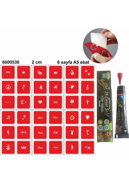 Minimal Desenler Hint Kınası ile Geçici Dövme Yapma Seti