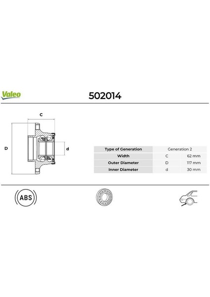 502014 - Arka Teker Poryası Rulmanlı Doblo-Bıpper-Nemo-Tempra-Marea-Palıo-Sıena-Punto-Fıorıno-Lınea Abs Li 30×117X61.7