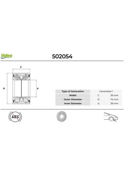 502594 - Ön Teker Rulmanı Astra F Vectra A Vectra B Omega B 91-03 39×74X39