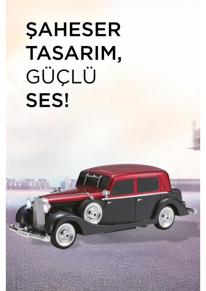 D55 Kırmızı Retro Araba Tasarımlı Bluetooth Hoparlör 2X5W Fm + USB + Tf Kart fiyatları