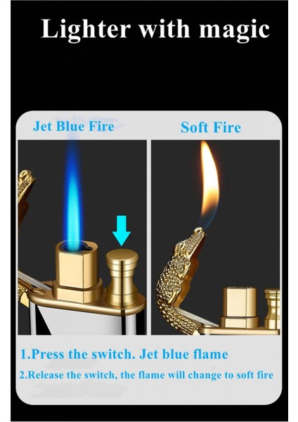 Ejderha Çift Alevli Şık Tasarımlı Gazlı Turbo Başlıklı Çakmak fiyatları