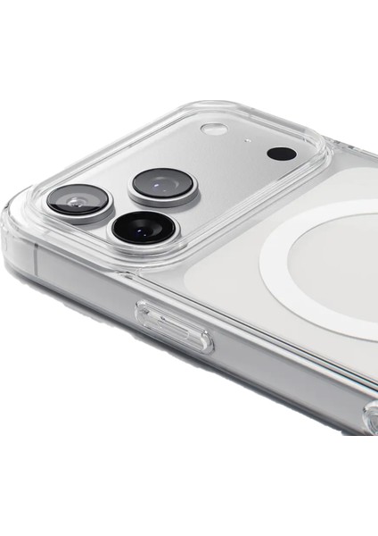 Apple iPhone 17 Pro ile Uyumlu Kapak Magsafe Kablosuz Şarj Destekli Şeffaf Silikon Kılıf