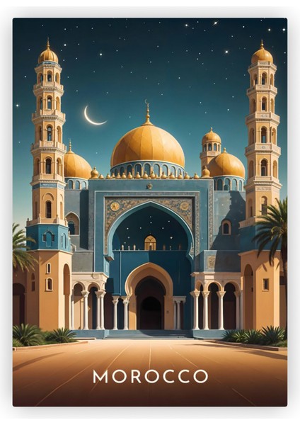 Morocco Fas Cami Ahşap Poster 20x29 cm