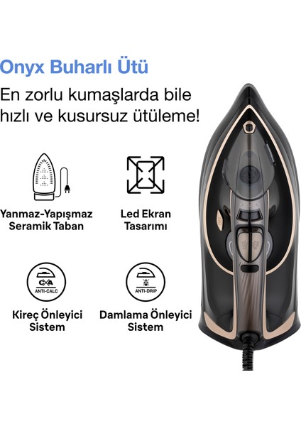 Onyx Buharlı Ütü - Siyah fiyatları