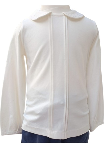 Kız Çocuk İşlemeli Bebe Yaka Bluz Krem Renkli